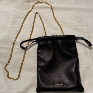 Saint Laurent Paris Lambskin Black Drawstring Pouch